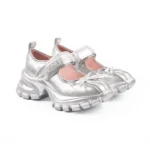 Platform Matte Silver Mary Jane Sneakers - Image 2