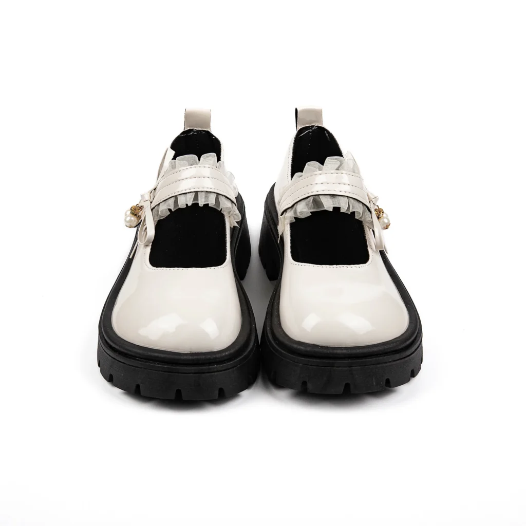 kawaii cream lace strap mary jane shoes