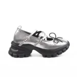 multi strap silver platform mary janes sneakers​