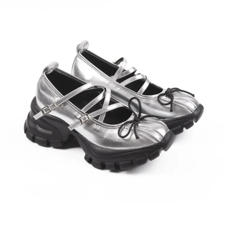 multi strap silver platform mary janes sneakers​