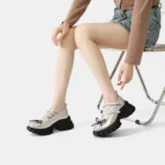 multi strap silver platform mary janes sneakers​