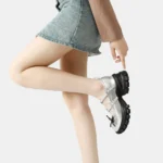 multi strap silver platform mary janes sneakers​