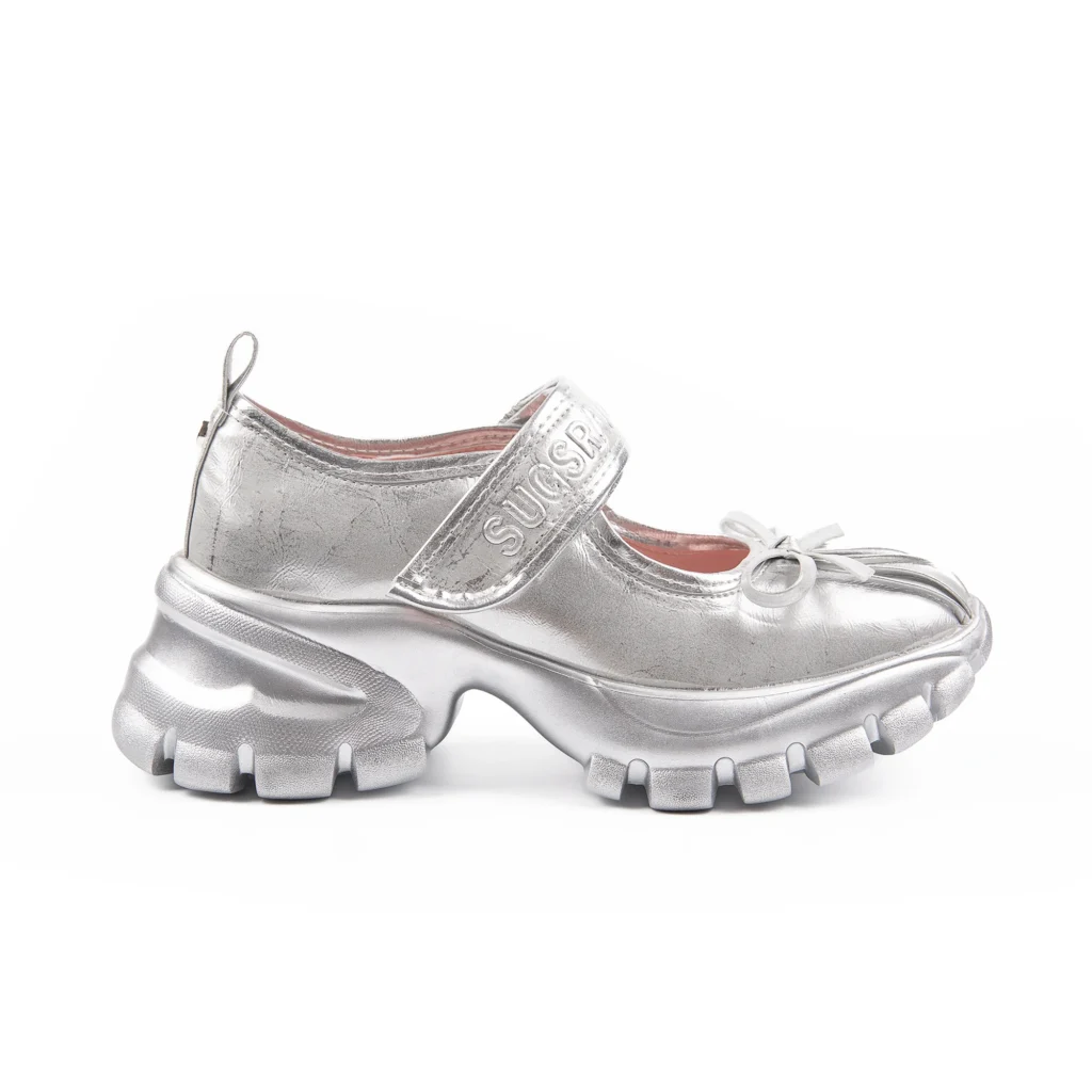 platform matte silver mary jane sneakers