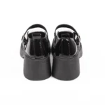 retro buckle strap patent leather mary jane shoes