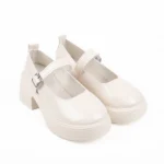 simple off white buckle strap platform mary janes